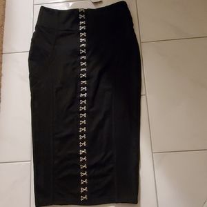 High waisted black body con skirt
